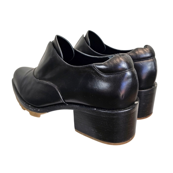 Jil Sander Black Leather Block Heel Loafers Minimalist Slip-On Designer Shoes 10 - Picture 8 of 14